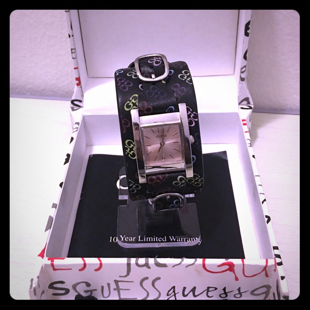 New Guess Vintage Multicolor Leather Watch!